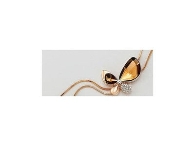 Necklace with Yellow Jewelry Glass & CZ "Butterfly"