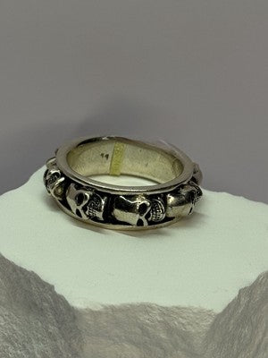 925 Sterling Silver Skull Custom Ring Size 10.5