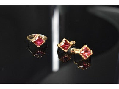 925 Sterling Silver with Gilding Alpanite Set (Ring Size 7)
