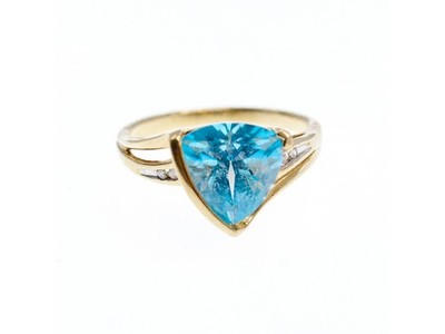10K Yellow Gold Topaz & Diamonds Ring Size 7