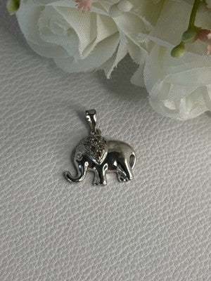 925 Sterling Silver Beryl Elephant Pendant Length 0.80 Inch