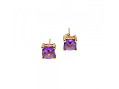 10K Yellow Gold Amethyst Earrings