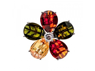 925 Sterling Silver Multicolor Spinel & Goshenite Ring Size 8.5