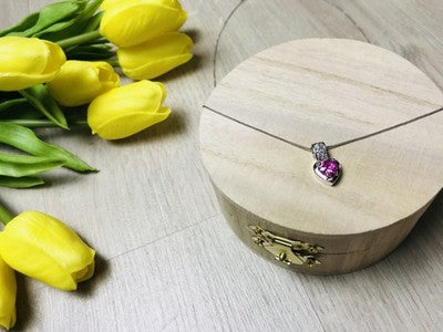 925 Sterling Silver Morganite & CZ Chain With Pendant