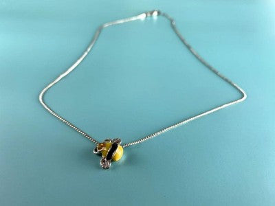 Chain With Pendant "Bee" ( CZ & Enamel )