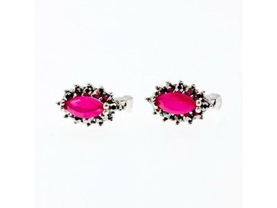 925 Sterling Silver Ruby & Marcasites Earrings