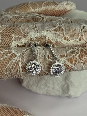 925 Sterling Silver Dream CZ Earrings Length 1.05 Inch