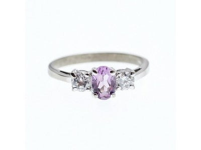 925 Sterling Silver Iolite & CZ Ring Size 9.5