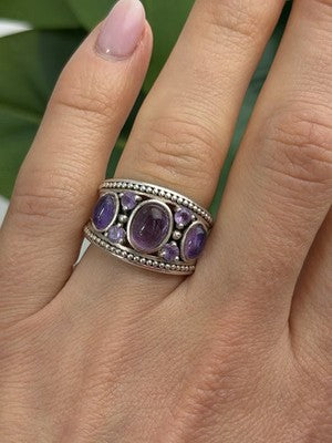 925 Sterling Silver Purple Tourmaline Ring Size 6