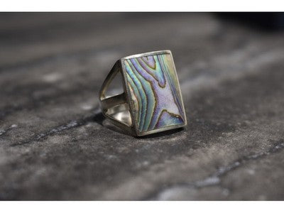 925 Sterling Silver Haliotis Ring Size 10