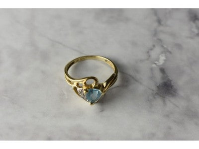 10K Yellow Gold Topaz & Diamonds Ring Size 6.75