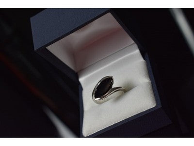 925 Sterling Silver Black Nephrite Ring Size 7.25