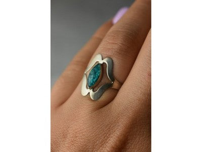 925 Sterling Silver Chinese Turquoise Ring Size 6.75 Mexico