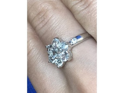 925 Sterling Silver CZ "Flower" Ring Size 8