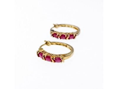 925 Sterling Silver Gold Plated Pink Spinel Earrings