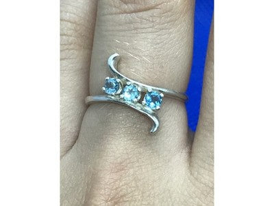 925 Sterling Silver Blue Spinel Ring Size 8