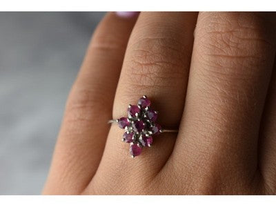 925 Sterling Silver Pink Topaz "Flower" Ring Size 6