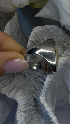 925 Sterling Silver Light Cream Jasper Oval Ring Size 8.5