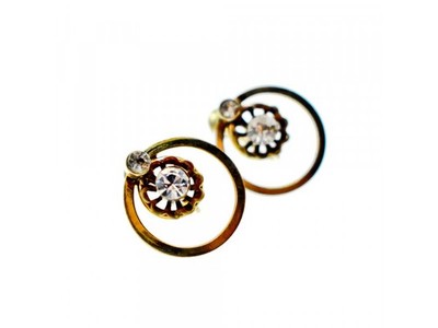 925 Sterling Silver Gold Plated CZ Earrings
