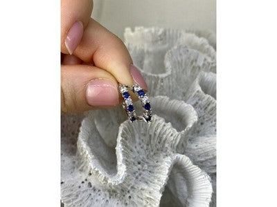 925 Sterling Silver Blue & White CZ Earrings