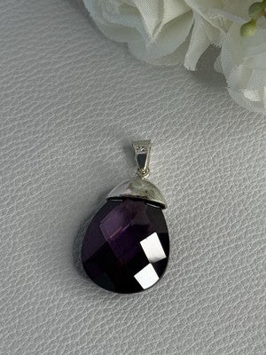 925 Sterling Silver Amethyst Pendant Length 1.40 Inch