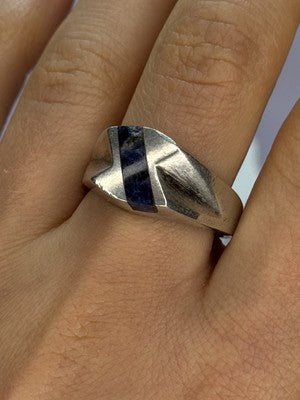 Vintage 925 Sterling Silver Sodalite Ring Size 10.5