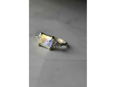 925 Sterling Silver Alpanite & CZ Ring Size 8.5
