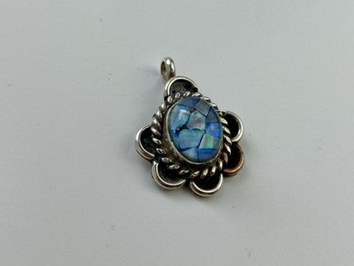 925 Sterling Silver Mosaic Opal Pendant