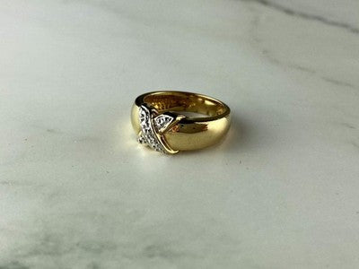 925 Sterling Silver Gold Plated Ring Size 5.5