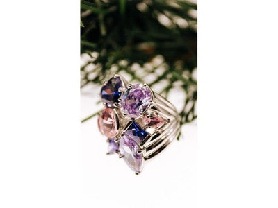 925 Sterling Silver Multicolor CZ Ring Size 6