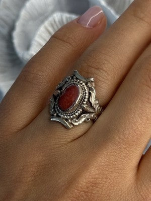 Vintage 925 Sterling Silver Agate Ring Size 6