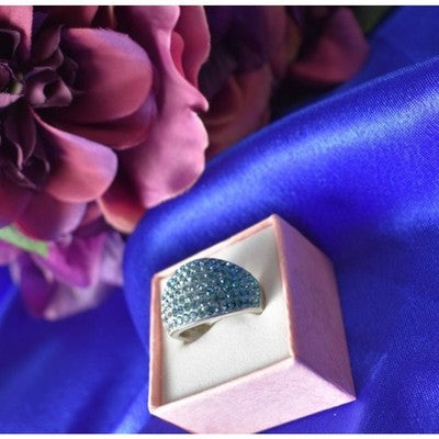 925 Sterling Silver Blue & White CZ Ring Size 6.5