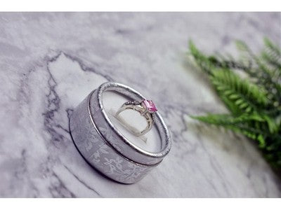 925 Sterling Silver Pink & White CZ Ring Size 6