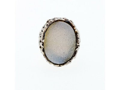925 Sterling Silver Druzy Quartz Ring Size 10.5