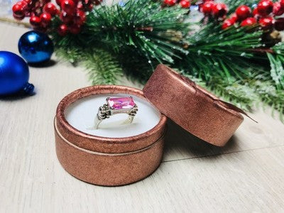 925 Sterling Silver Pink CZ Ring Size 6
