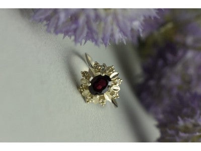 925 Sterling Silver Rubellite & CZ Ring Size 11