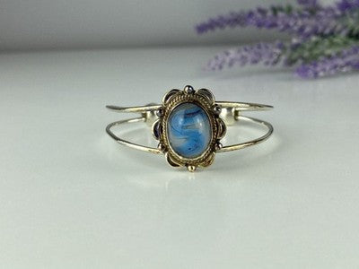 Vintage 925 Sterling Silver Agate Bracelet