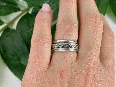 Vintage 925 Sterling Silver Spinner Band Ring Size 6.75