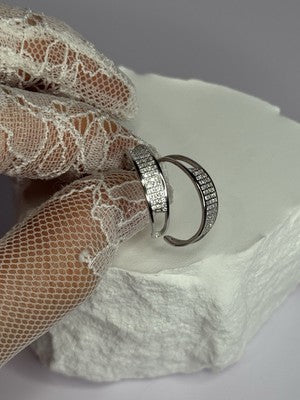 925 Sterling Silver Elegant CZ Earrings Length 0.76