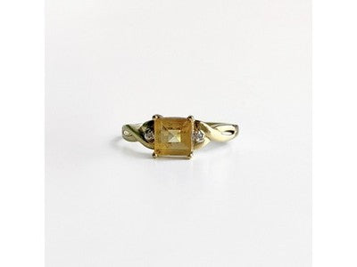 10K Yellow Gold Tourmaline & Diamonds Ring Size 8