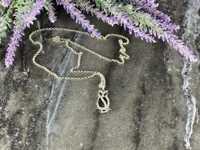 925 Sterling Silver CZ "Owl" Chain With Pendant Italy