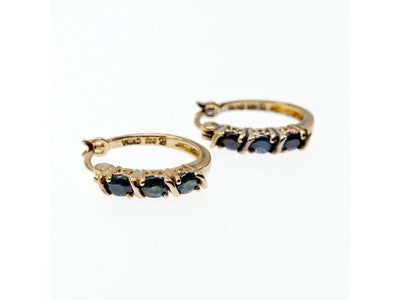 925 Sterling Silver Gold Plated Sapphires Earrings
