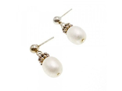 925 Sterling Silver Pearls Stud Earrings