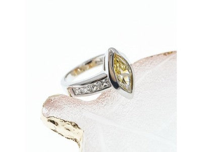 925 Sterling Silver CZ "Marquise" Ring Size 5.5