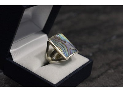925 Sterling Silver Haliotis Ring Size 10