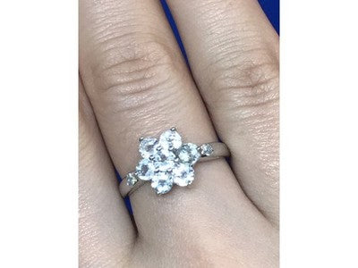 925 Sterling Silver CZ "Flower" Ring Size 8