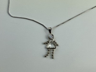 925 Sterling Silver CZ "Girl" Chain With Pendant