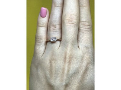 925 Sterling Silver Rose Gold Plated CZ Ring Size 6.5
