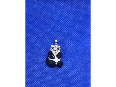 925 Sterling Silver Black & White CZ Panda Pendant