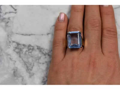 925 Sterling Silver Gold Plated Iolite Ring Size 6.5